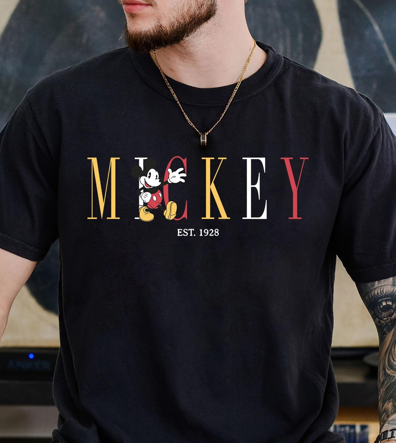 

Disney Men s Mickey Mouse Est. 1928 Graphic Print T-Shirt Summer Cotton Women Tops Tees Streetwear Casual Trendy Oversized Loose 4XL