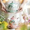 Single Combination Pot Set, White Rose High-value British Flower Tea with Cups and Saucers, Household Ceramic Fruit Teapot