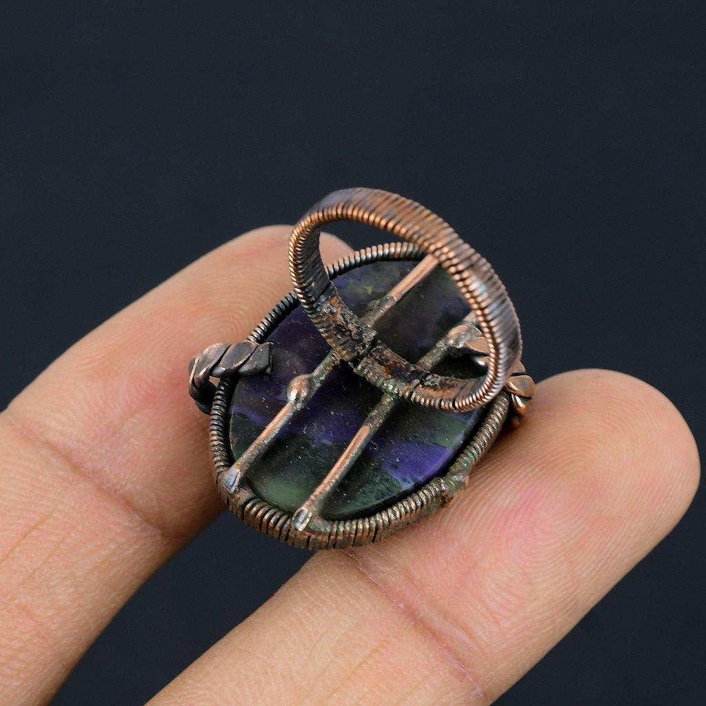 Russian Chaorite Gemstone Copper Wire Wrapped Handmade Jewelry Ring Gift For Women
