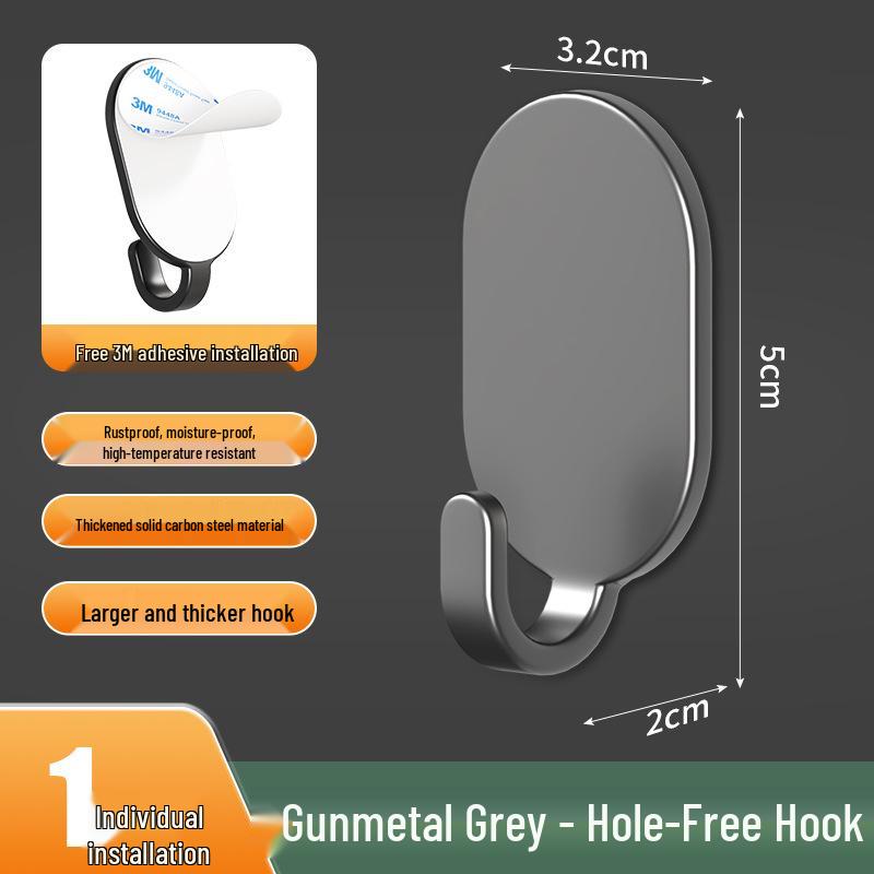Carbon Steel No-Drill Adhesive Hook for Kitchen and Wall Hanging