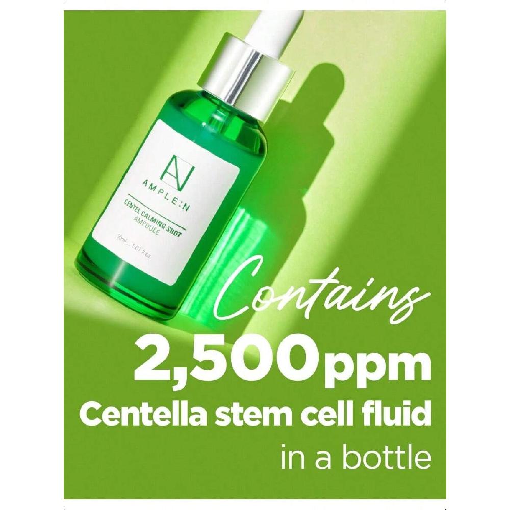 Ample:N Centel Calming Shot Ampoule 100ml Soothing Face Serum Calm Irritated & Sensitive Skin - Redness Relief, Acne Spot Treatment & Moisturizing