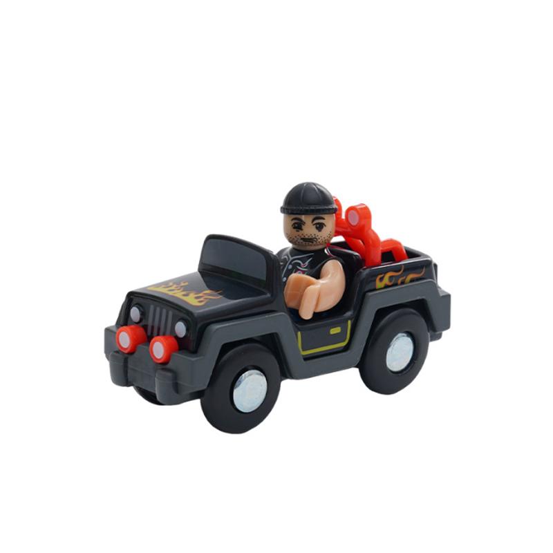Plastic Inertial Police Car Engineering Vehicle Trailer Compatible with Wooden Thomas Train Track Toy