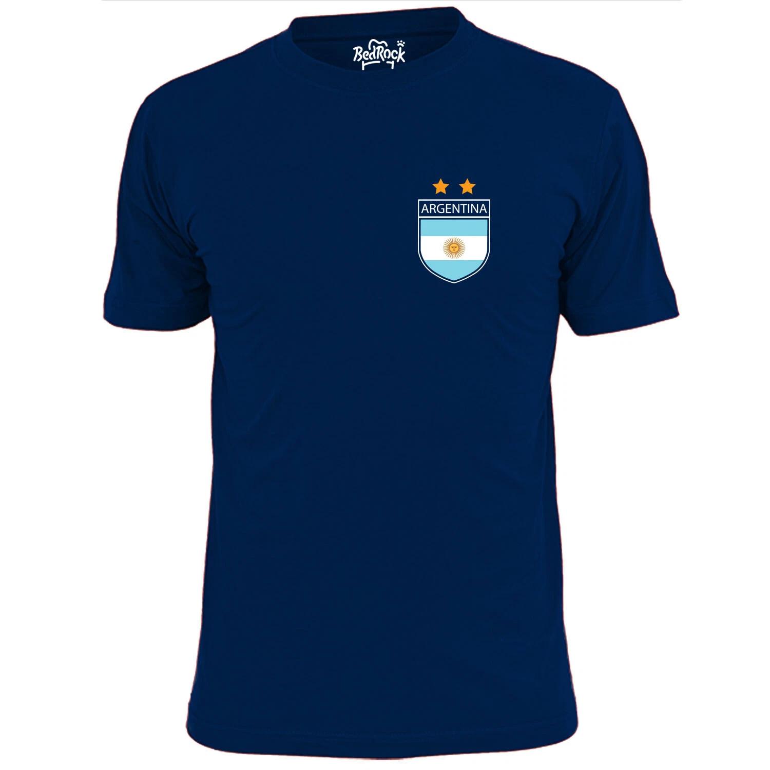 Mens Argentina Pocket Shield Badge Football T shirt Soccer Footy S