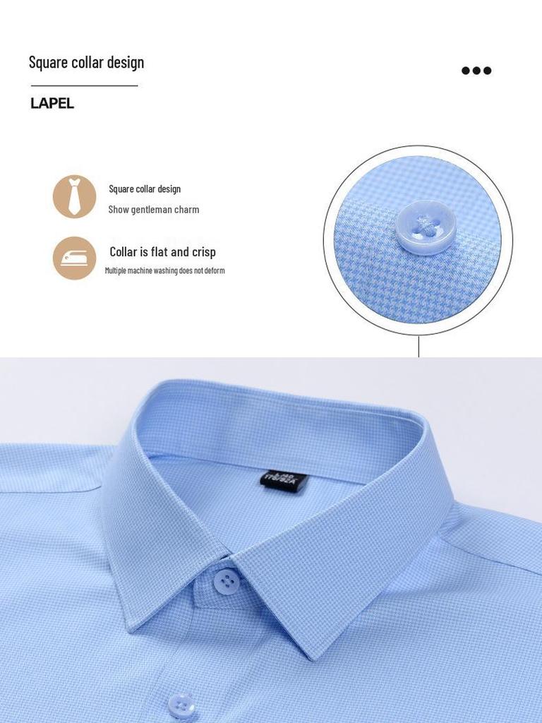 Men's Professional Striped Modal Long-Sleeve Shirt, Non-Iron, Casual Business Wear for Spring and Autumn