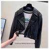 Women's Slimming PU Leather Jacket - Spring/Autumn Fashion with Lapel Design