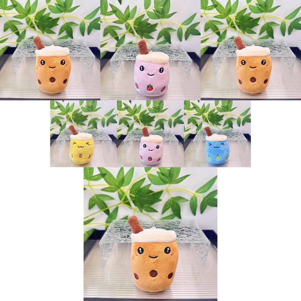 Cute Fruit Bubble Tea Cup Plush Keychain Adorable Cartoon Plush Toy For Kids