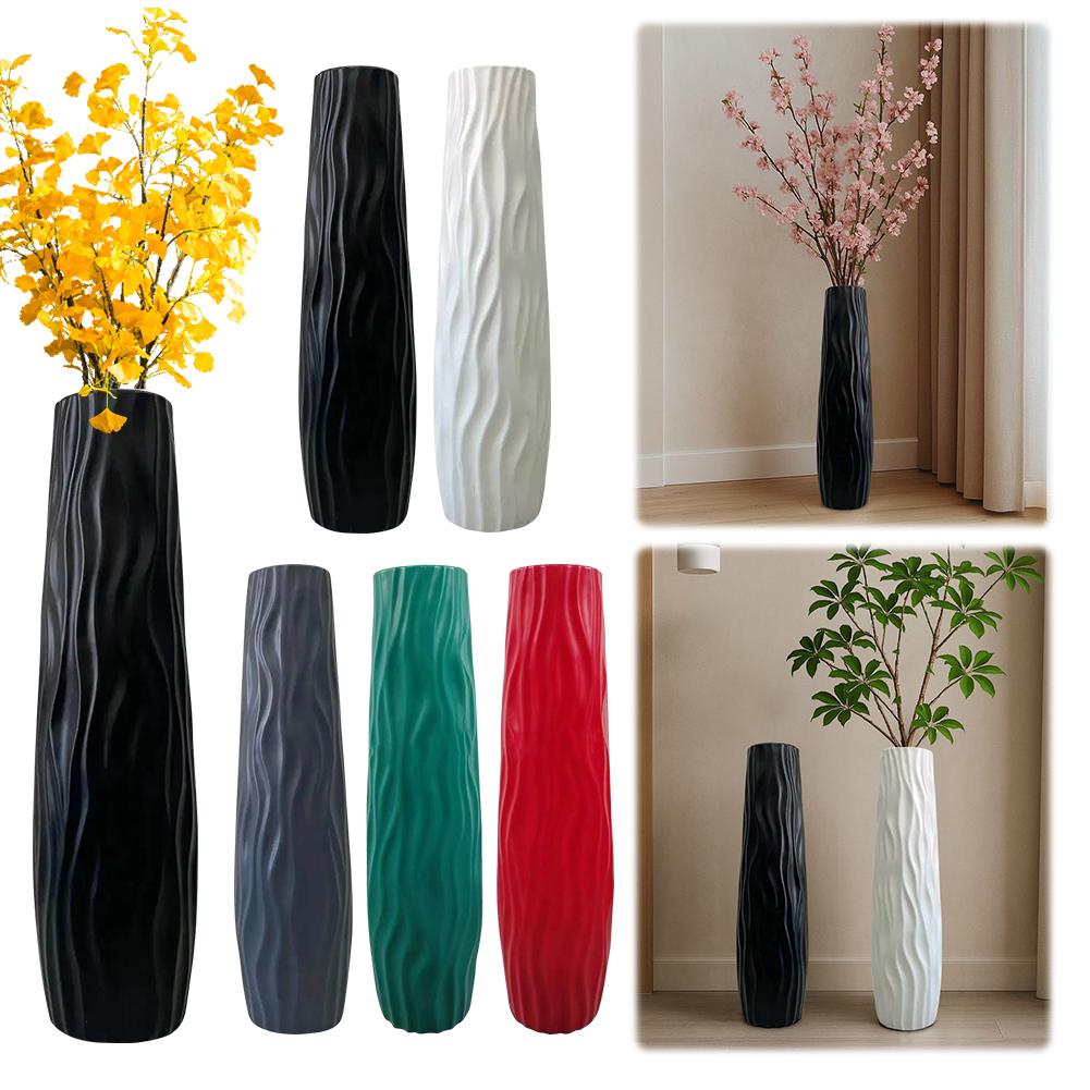 Textured Floor Standing Vase Exquisite Line Design Vase Flower Vase for Home Living Room