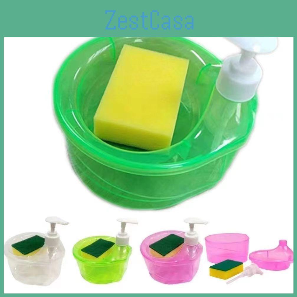 Dispenser Kitchen Dish Soap Plastic With Sponge And Cleaning Brush