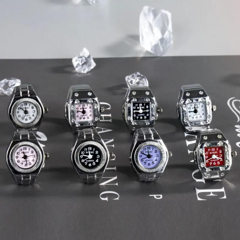 Neue kreative Ringuhr für Männer Frauen, quadratisches Zifferblatt Legierung Gehäuse Fingeruhr, Mode Paar Fingeruhren Schmuck