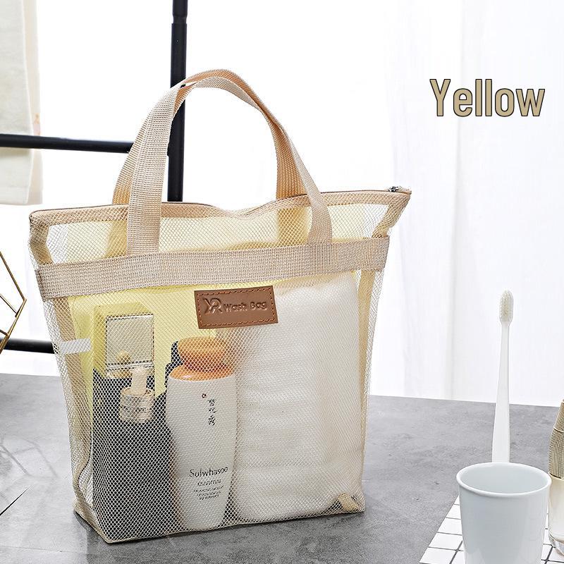 Mesh Beach Tote: Travel Storage & Toiletry Bag with Barcode Sticker