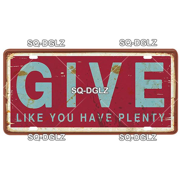 [SQ-DGLZ] Text Hope Love Home License Plate Tin Sign Store Bar Wall Decoration Metal Sign Home Decor Painting Plaques Art Poster