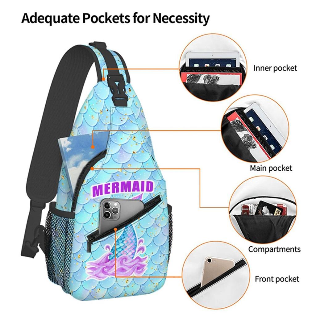 Mermaid Print Small Chest Bag Men's and Women's Best Gift 2D Cartoon Large Capacity Outdoor Sports Leisure Fashion