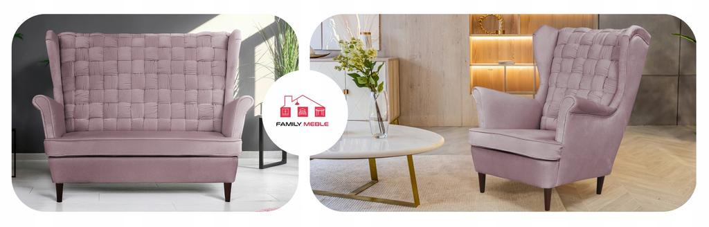 Carol Lounge Set Sofa Armchairs Pouffes Stripes Family Furniture Pink