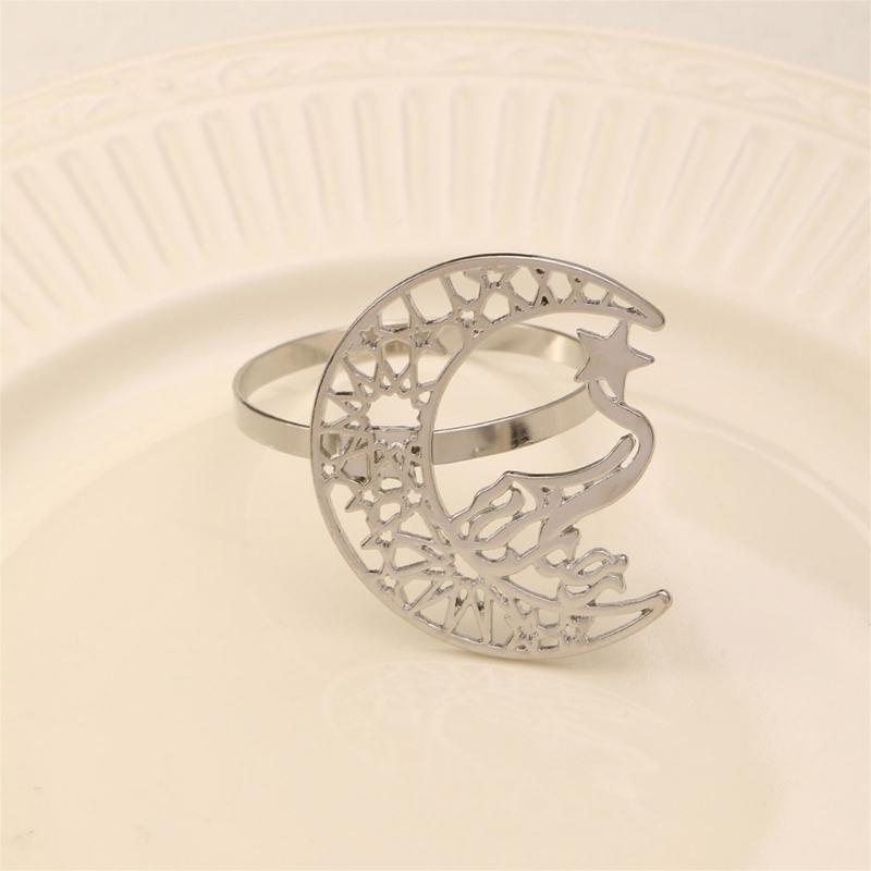 Pack of 2 Napkin Rings Christmas Moon and Star Napkins Holder Metallic Napkin Buckle Sophisticated Plating Accessories