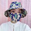 Floral Sun Protection Hat with Integrated Neck and Face Shield for Outdoors and Tea Picking