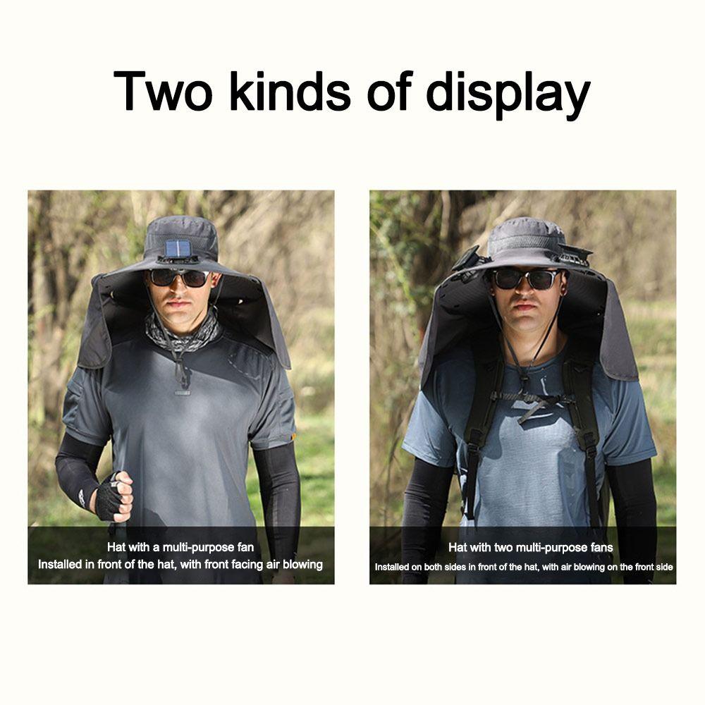 Sun Protection Sun Hat with 2 Solar Fan Fishing Hat  for Fishing Hiking Mountaineering