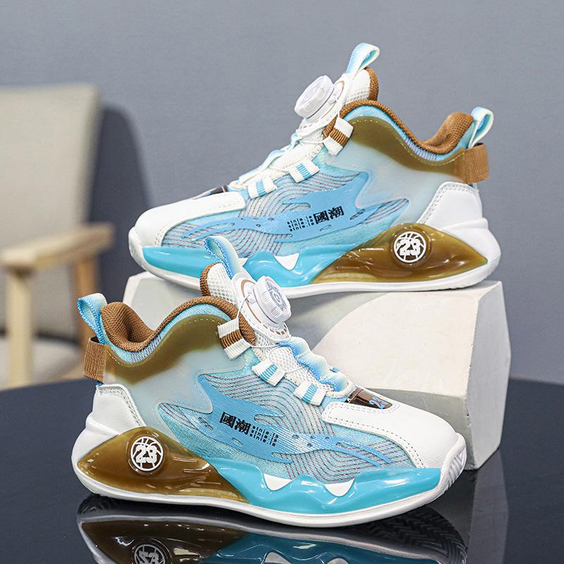 Boys' Sports Shoes 2025 Spring and Autumn New Mesh Children's Rotating Button Sports Shoes Medium and Older Children's Casual Shoes