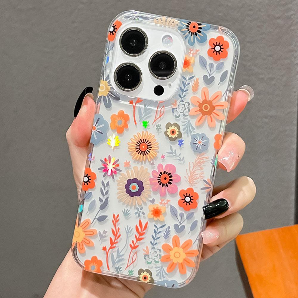 

For iPhone 16 Pro Max Case IMD Floral Pattern TPU+PC Protective Phone Cover F4