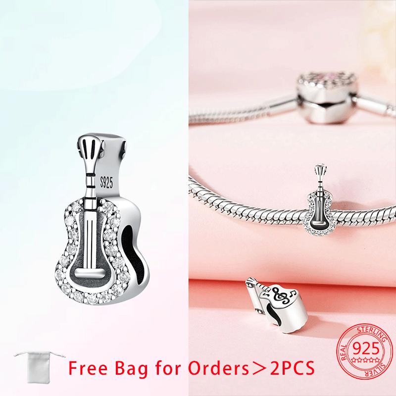 Music Series Guitar Earphone Note Tape Zircon Original Copper Charms Beads Pendant Fit Bracelet Women Diy Jewelry Gifts