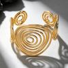 Retro Wide Hollow Metal Open Bangle New European American Cross-Border Exaggerated Niche High Texture Personalized Versatile Women Hand Jewelry