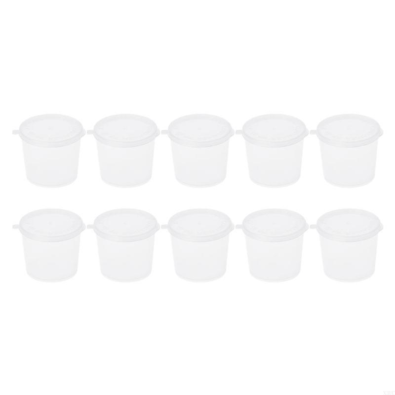 

Plastic Disposable Sauce Cups with Lids 10pcs Home Restaurant Dining Table Eat X3UC