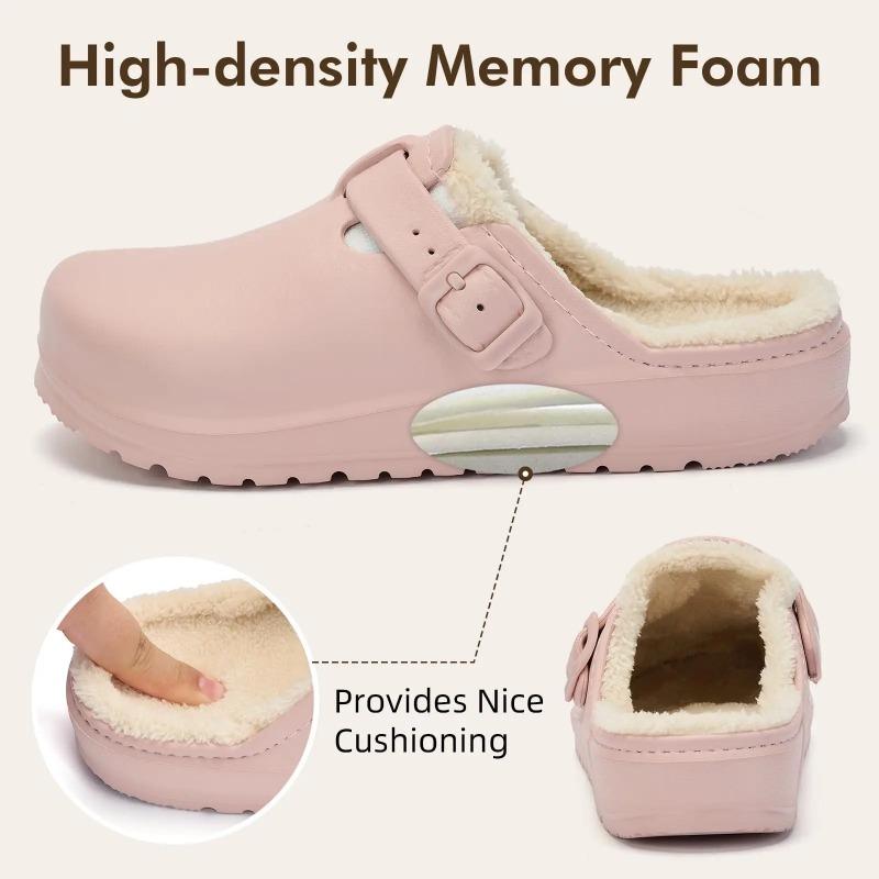 Fur Women Slippers New Anti-slip Waterproof Plush Lined Outdoor Garden Shoes Winter Fluffy Shoes Warm Fuzzy House Slides