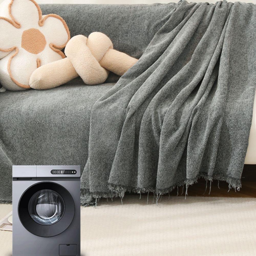 Herringbone Texture Chenille Couch Cover Solid Color Sofa Blanket Universal Sofa Cover  Bed
