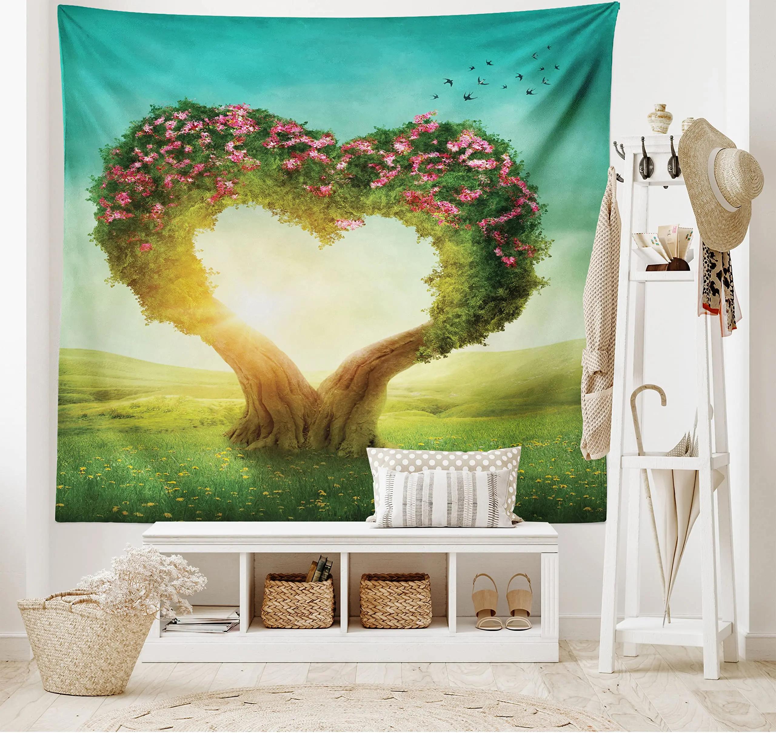 

Love Tapestry Floral Love Romantic Shape Heart Tapestry Valentines Day Flowers Wall Hanging Decor for Bedroom Living Room Dorm 74x94cm(29x37in)