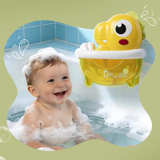 Baby Bath Toys Dinosaur Bubble Machine with Music Powerful Suction Cup Stable Non-Falling Automatic Foaming Bubble Maker for Bathtub Kids Bath Fun Toy