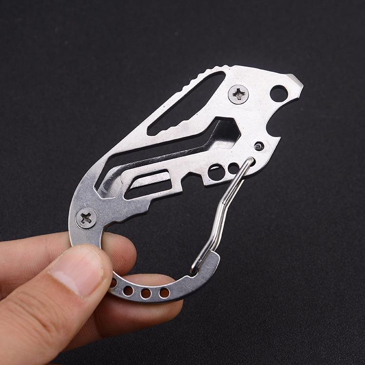 Multifunctional EDC Carabiner Key Holder with Quick-Release Strap and Protector, Stainless Steel Mountaineering Buckle Keychain