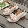 Plus-size High-heeled Women's Shoes with Open-toe Beach Flip-flops