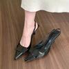 2025Womens Leather Slippers  Shoes Party Pumps  Summer Sandals  High Heel Slingback