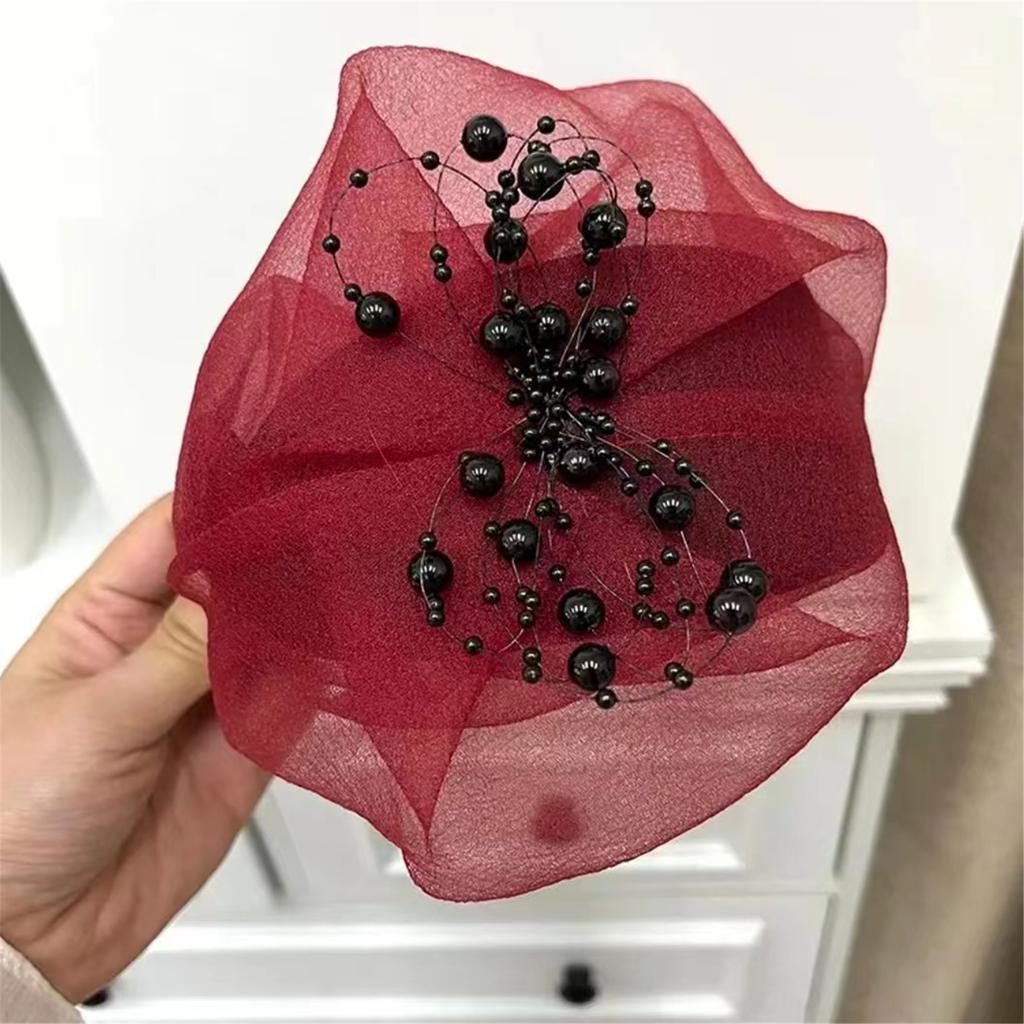 Half Caps Crepe Ruffle Hairhoop for Women French Headband 1920s Fascinator Hat Evening Dresses Hat for Formal Occasion