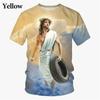 Virgin Mary T Shirt Goddess Of Mercy 3D Print T-Shirt Christian Blessed Jesus God T Shirts Womens Clothing Unisex Short Tops