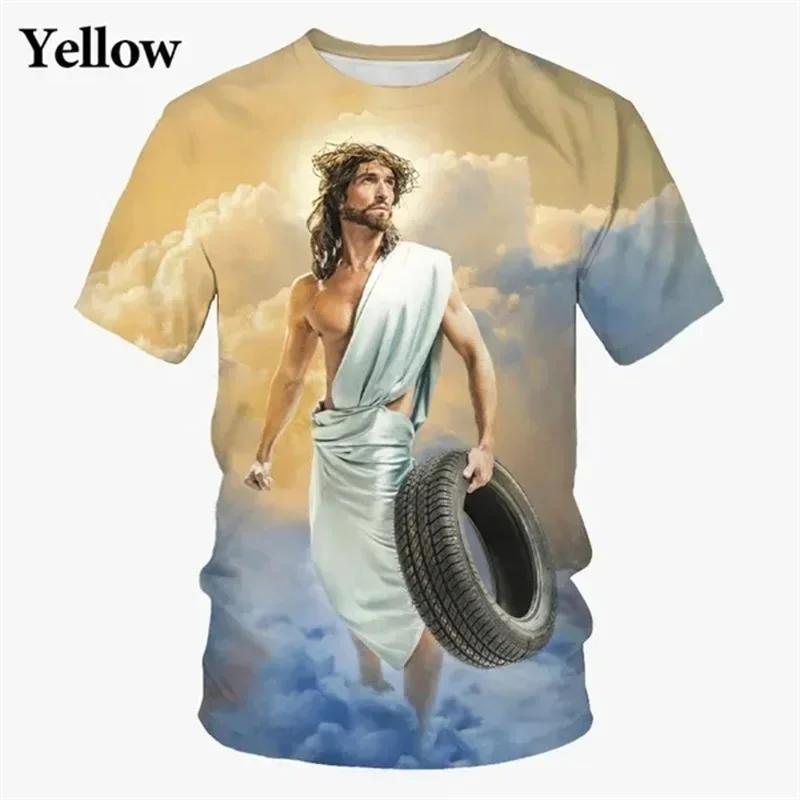 Virgin Mary T Shirt Goddess Of Mercy 3D Print T-Shirt Christian Blessed Jesus God T Shirts Womens Clothing Unisex Short Tops