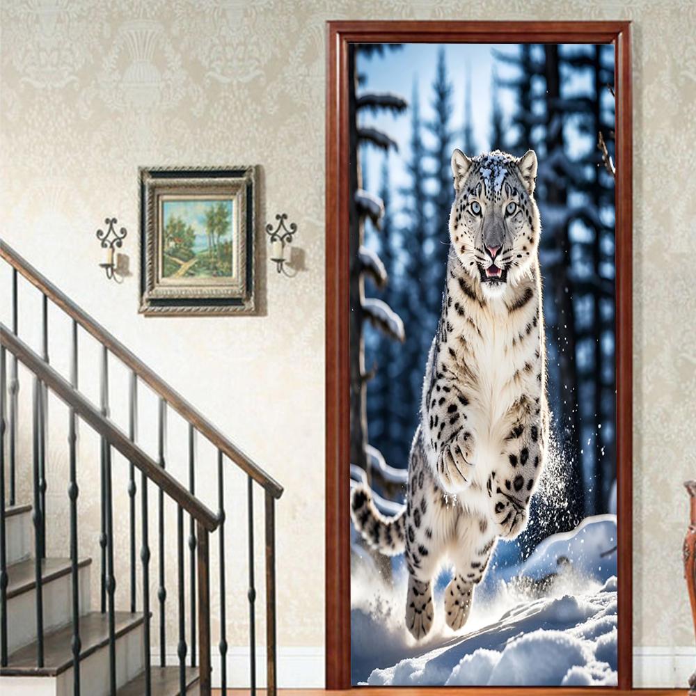 

1 шт. тигр Веранда Виниловая наклейка на дверь для спальни Домашний декор Самоклеящаяся Съемная Наклейка на стену Реновация двери Водонепроницаемый Постер 90x200cm