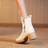 Women's Winter Faux Fur Lined Snow Boots Outdoor Anti-Slip Faux Leather Boots Casual Warm Plush Lined Mid-Calf Booties With Thick Sole for Female