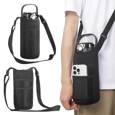 Water Bottle Carrier Bag Neoprene Insulated with Adjustable Strap Portable Water Bottle Sling Bag for Hiking Travelling Camping