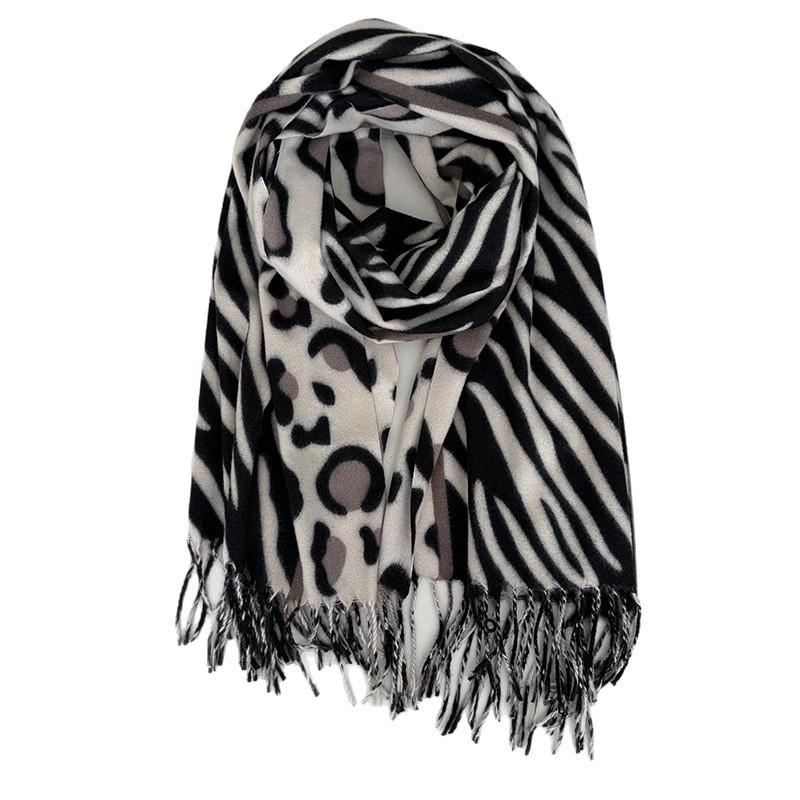 Scarf Female 1116 Autumn and Winter European and American Zebra Pattern Printing Tassel Imitation Cashmere Shawl Warm Scarf Wholesale