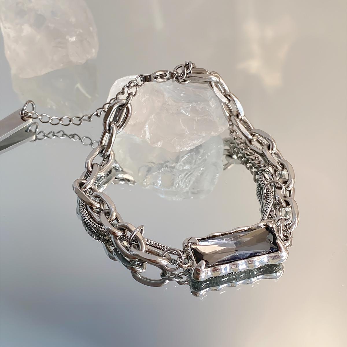 

Браслет из кубинского титана с серыми бриллиантами — модный, нишевый дизайн для мужчин и женщин diamond серый