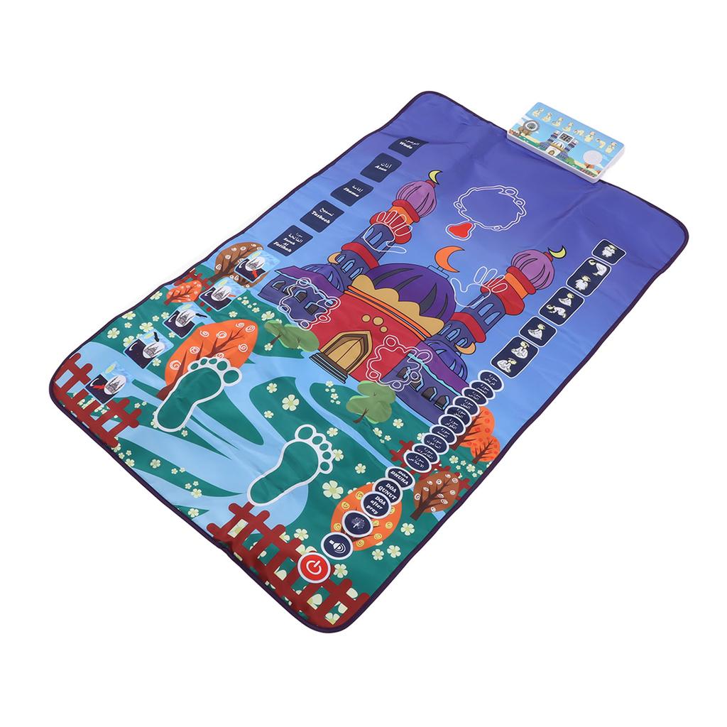 Kids Electronic Muslim Prayer Rug with Worship Step Guide 6 Languages Teaching Talking Prayer Rug