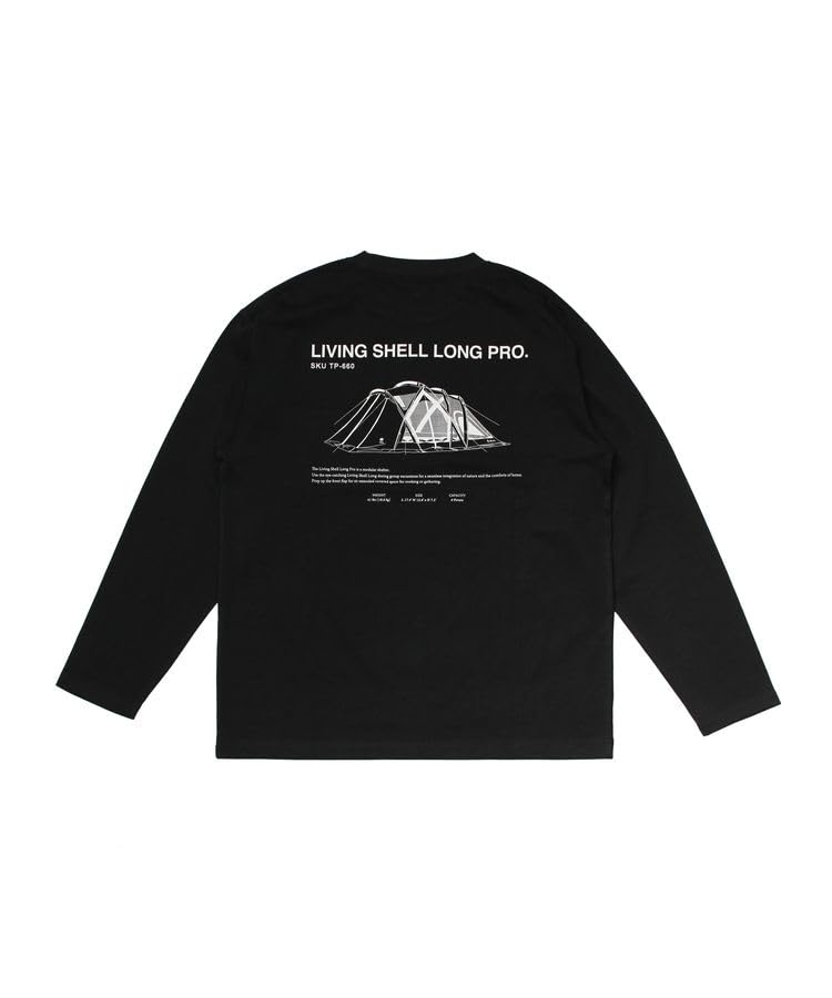 

Snow Peak Living Shell Long Cut and Long and Size M Pro. L/S T-shirt EC-TS-25AU013, Sew, Sleeve, Men s Women s, Black, чёрный