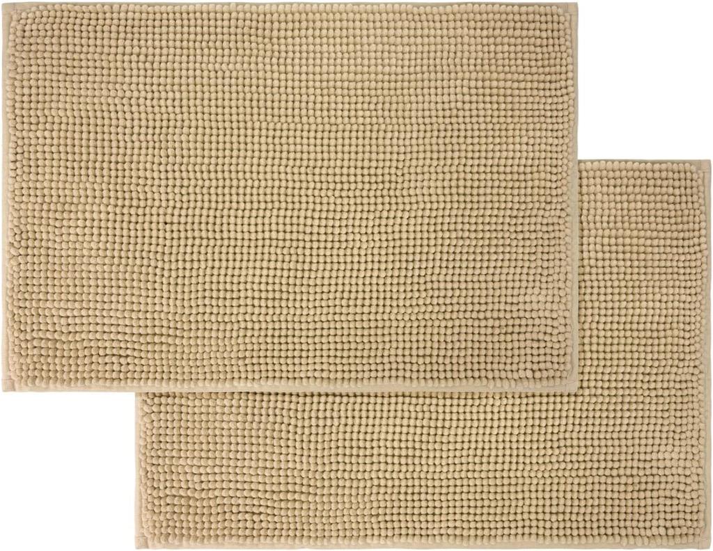 Tapete para Baño, Juego de 2 Antideslizante Alfombras de Baño Ultra Absorbentes 40x60 cm, Alfombra de Felpa Absorbente Super Suave y Extra Gruesa, Fá