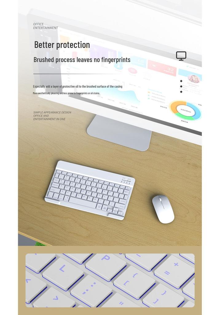 RGB Backlit Bluetooth Keyboard & Silent Wireless Mouse for iPad, Huawei & Tablets
