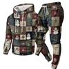 Men's Casual Sweatshirt Set for Fall Winter with Patterned Design, Comfortable Everyday Wear
