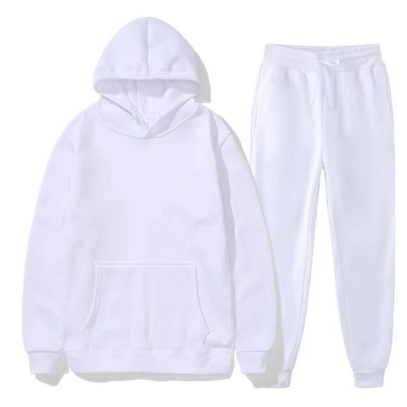 Completo Felpa con Cappuccio in Pile da Uomo Tuta Casual a Manica Lunga