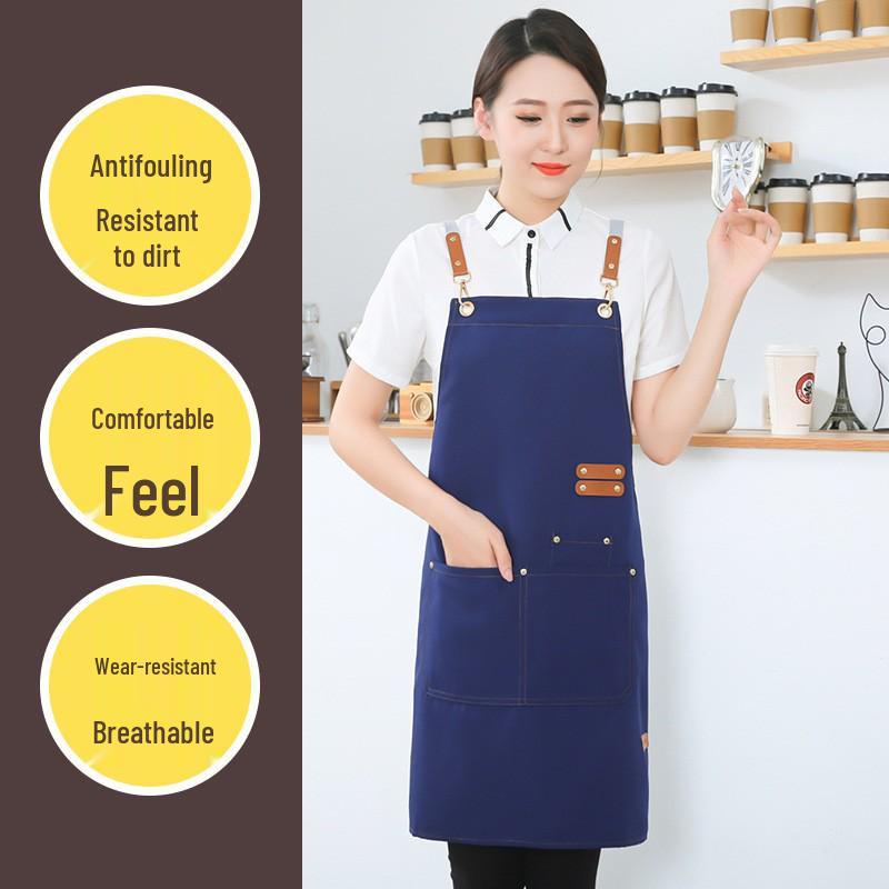 

Waterproof Canvas Apron with Printed Logo and Shoulder Straps - Unisex for Cooking, Manicures, and Splash-Proof Protection Canvas Dark Coffee