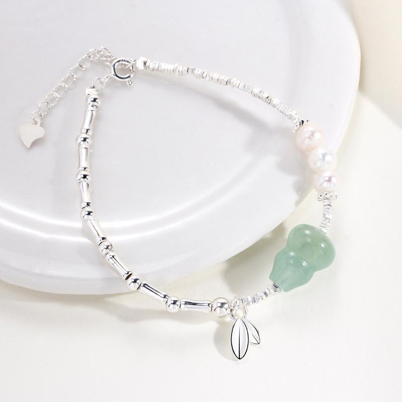 

Браслет из жемчуга, бамбука, нефрита, тыквы, женский, новый, китайский стиль, ретро, круглый браслет из бусин, подарок женщинам