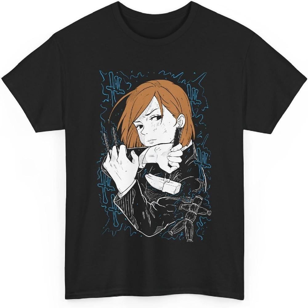 Jujutsu Nobara Anime T-Shirt Unisex Kaisen Kugisaki Anime Japanese Cotton M-52 XXXXXL чёрный