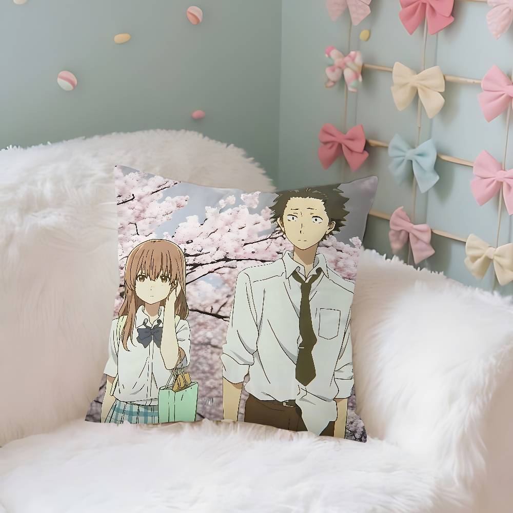 Anime A S-Silents-Voices Pillow Case Cushion Cover Soft Cute Throw Pillow Case For Car Sofa Pillowcase Polyester With Zipper